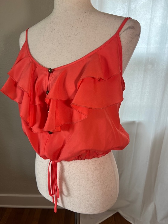 TCEC Coral Ruffled Tie-Hem Button Down Cropped Camisole size M - Picture 3 of 8